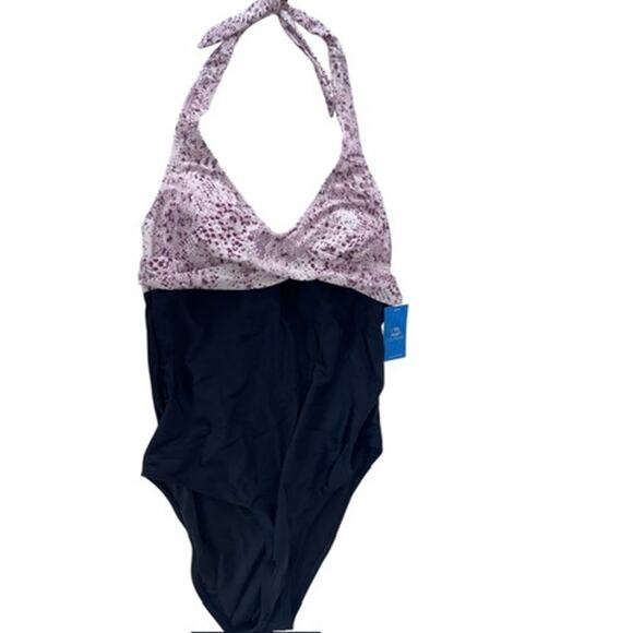 NWT!! "Cupshe" One Piece Bathing Suit SZ M Halter Tie Boating Beach Ocean Pool - Picture 1 of 11